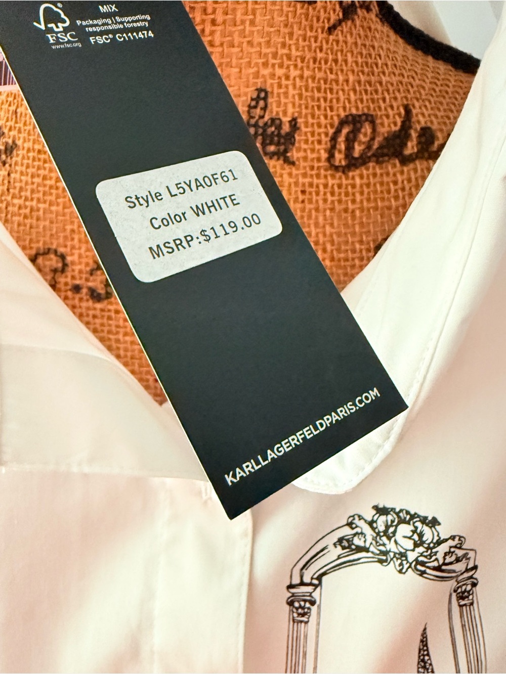 Karl Lagerfeld White Hat with Black - Picture 6 of 6
